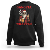 Funny Santa Drinking Beer Christmas Sweatshirt Gangster Rock On Hand Xmas - Wonder Print Shop