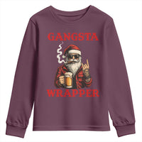 Funny Santa Drinking Beer Christmas Youth Sweatshirt Gangster Rock On Hand Xmas - Wonder Print Shop