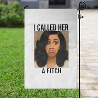 Funny Doll Face Meme Garden Flag I Called Her A Bitch - Wonder Print Shop