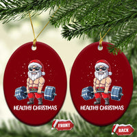 Funny Santa Gym Xmas Ceramic Ornament Healthy Xmas - Wonder Print Shop