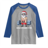 Funny Santa Gym Xmas Raglan Shirt Healthy Christmas - Wonder Print Shop