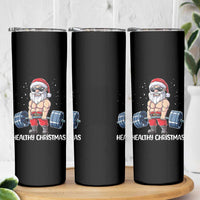 Funny Santa Gym Xmas Skinny Tumbler Healthy Christmas - Wonder Print Shop