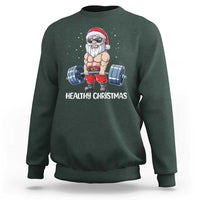 Funny Santa Gym Xmas Sweatshirt Healthy Christmas - Wonder Print Shop
