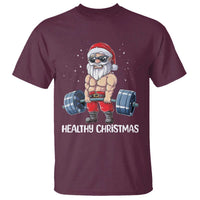 Funny Santa Gym Xmas T Shirt Healthy Christmas - Wonder Print Shop