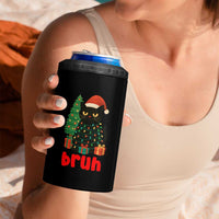 Funny Cat Bruh Christmas 4 in 1 Can Cooler Tumbler Silly Meme Kitty Xmas - Wonder Print Shop