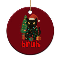 Funny Cat Bruh Xmas Ceramic Ornament Silly Meme Kitty Xmas - Wonder Print Shop