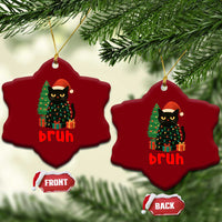 Funny Cat Bruh Xmas Ceramic Ornament Silly Meme Kitty Xmas - Wonder Print Shop