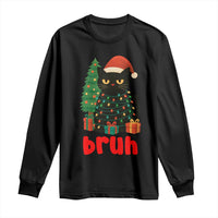 Funny Cat Bruh Christmas Long Sleeve Shirt Silly Meme Kitty Xmas - Wonder Print Shop