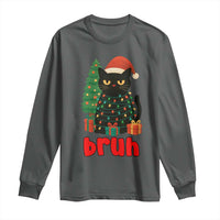 Funny Cat Bruh Christmas Long Sleeve Shirt Silly Meme Kitty Xmas - Wonder Print Shop