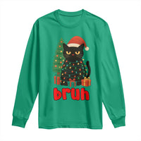 Funny Cat Bruh Christmas Long Sleeve Shirt Silly Meme Kitty Xmas - Wonder Print Shop