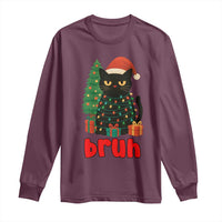 Funny Cat Bruh Christmas Long Sleeve Shirt Silly Meme Kitty Xmas - Wonder Print Shop