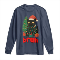 Funny Cat Bruh Christmas Long Sleeve Shirt Silly Meme Kitty Xmas - Wonder Print Shop