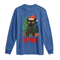 Funny Cat Bruh Christmas Long Sleeve Shirt Silly Meme Kitty Xmas - Wonder Print Shop