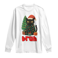 Funny Cat Bruh Christmas Long Sleeve Shirt Silly Meme Kitty Xmas - Wonder Print Shop