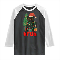 Funny Cat Bruh Christmas Raglan Shirt Silly Meme Kitty Xmas - Wonder Print Shop