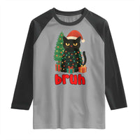Funny Cat Bruh Christmas Raglan Shirt Silly Meme Kitty Xmas - Wonder Print Shop