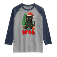 Funny Cat Bruh Christmas Raglan Shirt Silly Meme Kitty Xmas - Wonder Print Shop