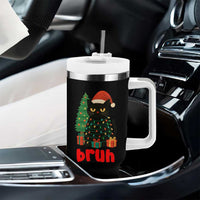 Funny Cat Bruh Christmas Tumbler With Handle Silly Meme Kitty Xmas - Wonder Print Shop