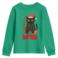 Funny Cat Bruh Christmas Youth Sweatshirt Silly Meme Kitty Xmas - Wonder Print Shop