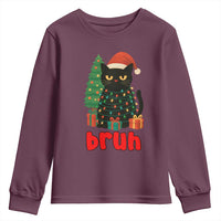 Funny Cat Bruh Christmas Youth Sweatshirt Silly Meme Kitty Xmas - Wonder Print Shop