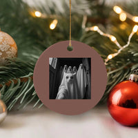 Funny Ghost Cat Halloween Meme Ceramic Ornament - Wonder Print Shop