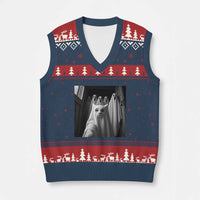 Funny Ghost Cat Halloween Meme V-Neck Knit Sweater Vest - Wonder Print Shop