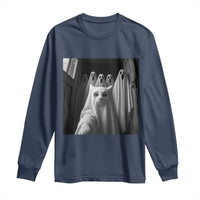 Funny Ghost Cat Halloween Meme Long Sleeve Shirt - Wonder Print Shop