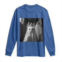 Funny Ghost Cat Halloween Meme Long Sleeve Shirt - Wonder Print Shop