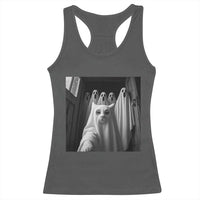 Funny Ghost Cat Halloween Meme Racerback Tank Top - Wonder Print Shop