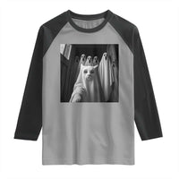 Funny Ghost Cat Halloween Meme Raglan Shirt - Wonder Print Shop