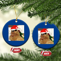 Funny Cat Drinking Wine Xmas Ceramic Ornament - Wonder Print Shop