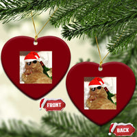 Funny Cat Drinking Wine Xmas Ceramic Ornament - Wonder Print Shop