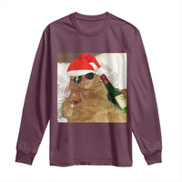 Funny Cat Drinking Wine Christmas Long Sleeve Shirt - Wonder Print Shop