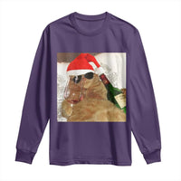 Funny Cat Drinking Wine Christmas Long Sleeve Shirt - Wonder Print Shop