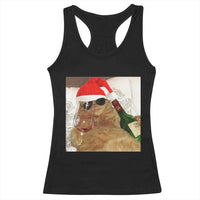 Funny Cat Drinking Wine Christmas Racerback Tank Top - Wonder Print Shop