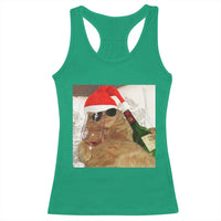 Funny Cat Drinking Wine Christmas Racerback Tank Top - Wonder Print Shop