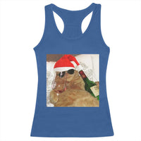 Funny Cat Drinking Wine Christmas Racerback Tank Top - Wonder Print Shop