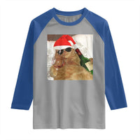 Funny Cat Drinking Wine Christmas Raglan Shirt - Wonder Print Shop