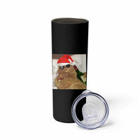 Funny Cat Drinking Wine Christmas Skinny Tumbler - Wonder Print Shop