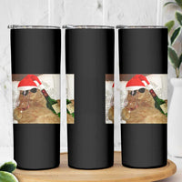 Funny Cat Drinking Wine Christmas Skinny Tumbler - Wonder Print Shop