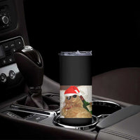 Funny Cat Drinking Wine Christmas Skinny Tumbler - Wonder Print Shop