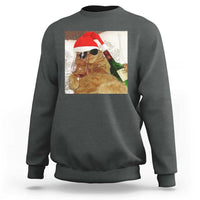 Funny Cat Drinking Wine Christmas Sweatshirt - Wonder Print Shop