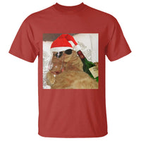 Funny Cat Drinking Wine Christmas T Shirt - Wonder Print Shop