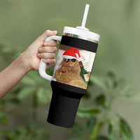Funny Cat Drinking Wine Christmas Tumbler With Handle - Wonder Print Shop