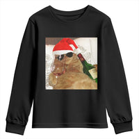 Funny Cat Drinking Wine Christmas Youth Sweatshirt - Wonder Print Shop