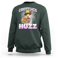 Funny Cat Meme Sweatshirt Greetings Huzz - Wonder Print Shop