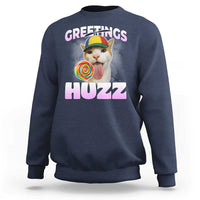 Funny Cat Meme Sweatshirt Greetings Huzz - Wonder Print Shop