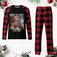 Doll Smoking Selfie Meme Plaid Pajama Set What Is Love I Am Fine - Wonder Print Shop