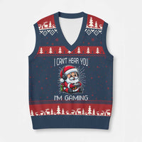 Funny Santa Gamer Xmas V-Neck Knit Sweater Vest I Can Not Hear You I Am Gaming - Wonder Print Shop