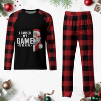 Funny Santa Gamer Christmas Plaid Pajama Set I Paused My Game To Be Here - Wonder Print Shop